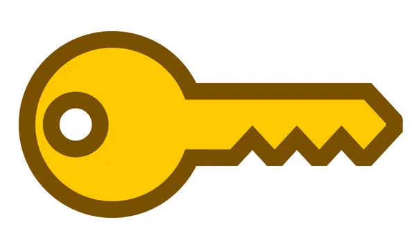 Nyckelsymbol ikon - golden med kontur, isolerade - vektor — Stock vektor