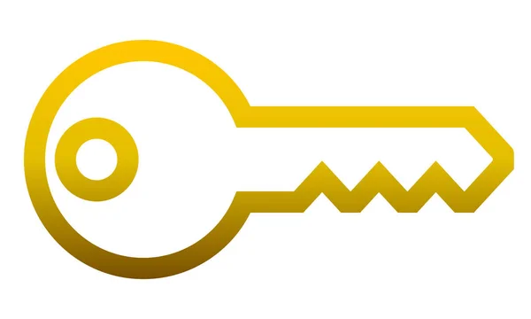 Symbol klíče ikona - zlatý přechodu obrysu, izolované - vektor — Stockový vektor