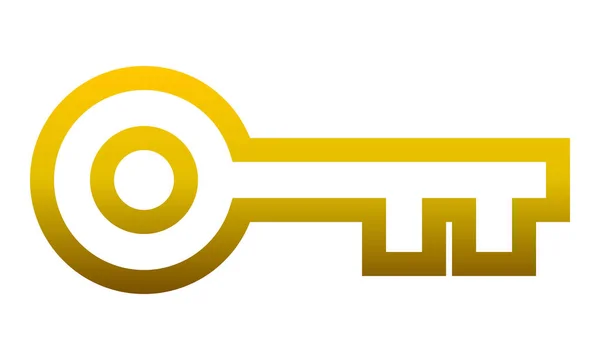 Значок ключа - золотой градиентный контур, изолированный - вектор — стоковый вектор
