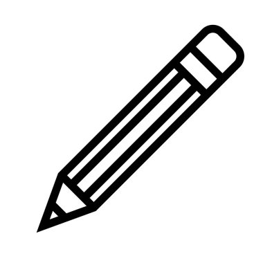 Kalem sembol simge - siyah basit anahat, izole - vektör