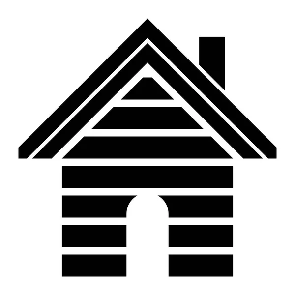 Ícone de símbolo de casa - listrado preto, isolado - vetor — Vetor de Stock