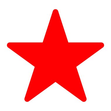 İzole yıldız sembolü simge - basit, 5 yuvarlak, işaret kırmızı - vec