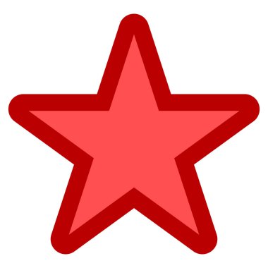 Yıldız sembol simge - konturlu, kırmızı basit 5 yuvarlak, işaret ben