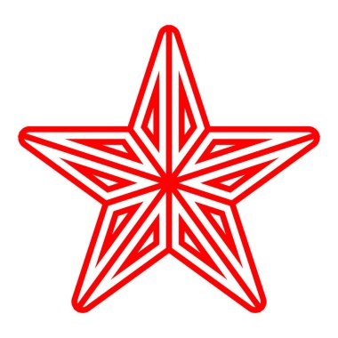 Yıldız sembolü simgesi - kırmızı basit anahat 5 yuvarlak, sivri isolat