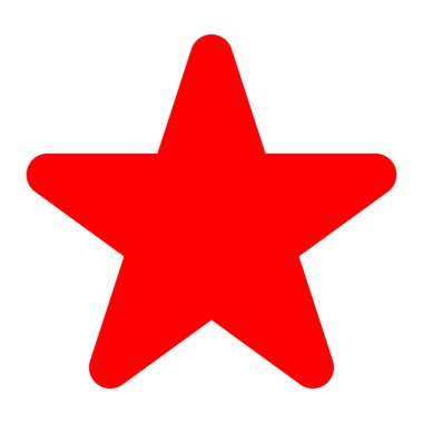 İzole yıldız sembolü simge - basit, 5 yuvarlak, işaret kırmızı - vec