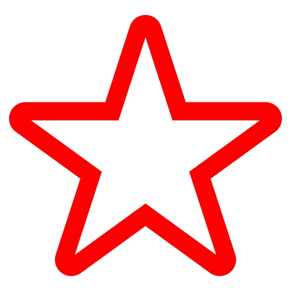 Icône symbole étoile - contour simple rouge, 5 pointu arrondi, isolat — Image vectorielle