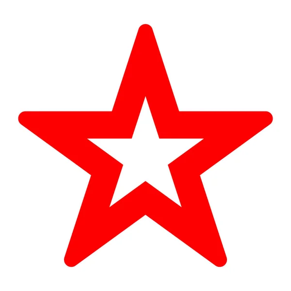 Icono de símbolo de la estrella - rojo hueco simple, 5 puntiagudo redondeado, aislar — Vector de stock