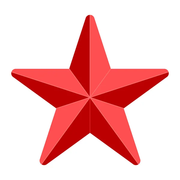 Symbol gwiazdy ikona - czerwony proste 3d, 5 wskazał zaokrąglony, na białym tle - — Wektor stockowy