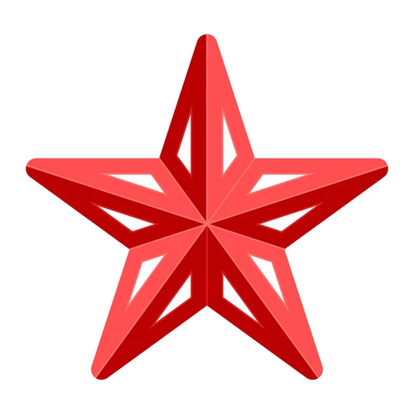 Icono de símbolo de estrella - rojo simple 3d, 5 puntas redondeadas, aisladas  - — Vector de stock