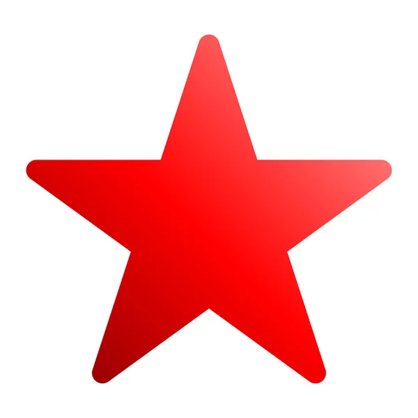 Icône symbole étoile - dégradé rouge, 5 pointu arrondi, isolé - v — Image vectorielle