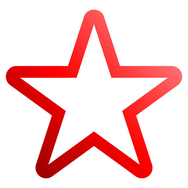 Star symbol icon - red gradient outline, 5 pointed rounded, isol