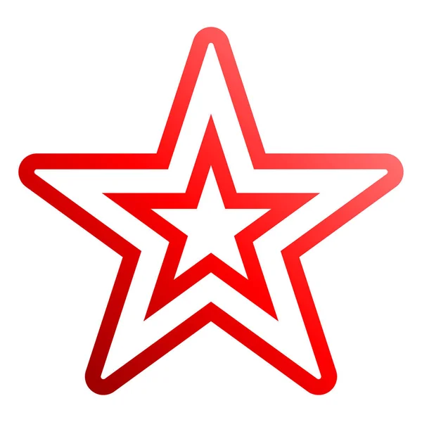 星のシンボル赤のアイコン - 中空の勾配の輪郭、5 指摘一同 — ストックベクタ