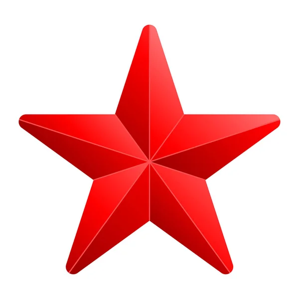 Icono de símbolo de estrella - gradiente rojo 3d, 5 puntas redondeadas, aisladas — Vector de stock