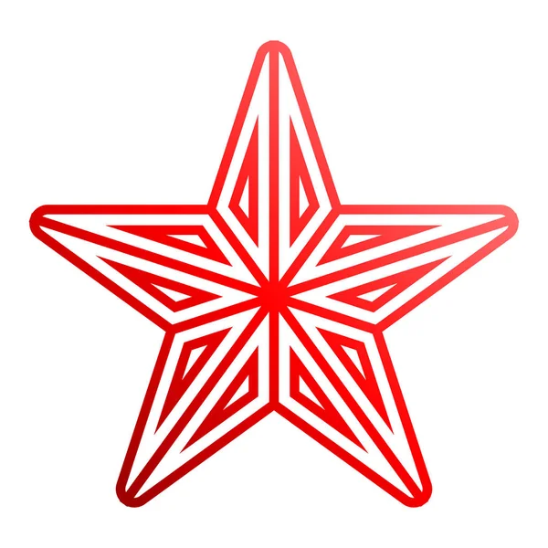 Icono de símbolo de estrella - contorno de gradiente rojo, 5 puntas redondeadas, isol — Vector de stock