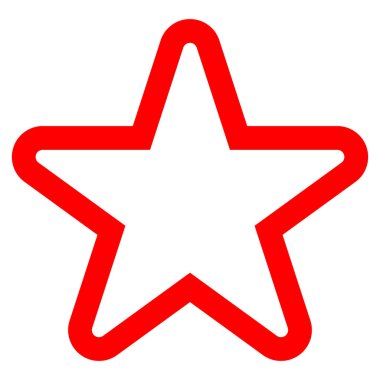 Yıldız sembolü simgesi - kırmızı basit anahat 5 yuvarlak, sivri isolat