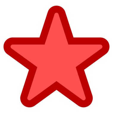 Yıldız sembol simge - konturlu, kırmızı basit 5 yuvarlak, işaret ben