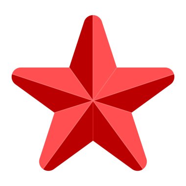 Yıldız sembolü simgesi - kırmızı basit 3d, 5 işaret yuvarlak, izole - 