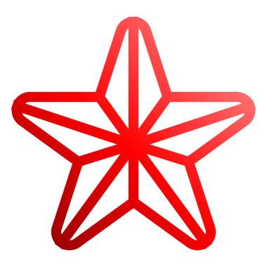 Yıldız sembolü simgesi - kırmızı degrade anahat 5 yuvarlak, sivri isol