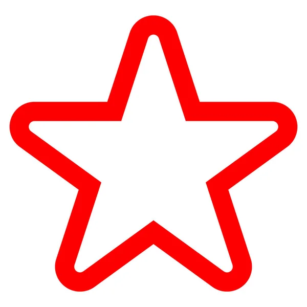 Icono de símbolo de estrella - contorno rojo simple, 5 puntas redondeadas, aislado — Vector de stock