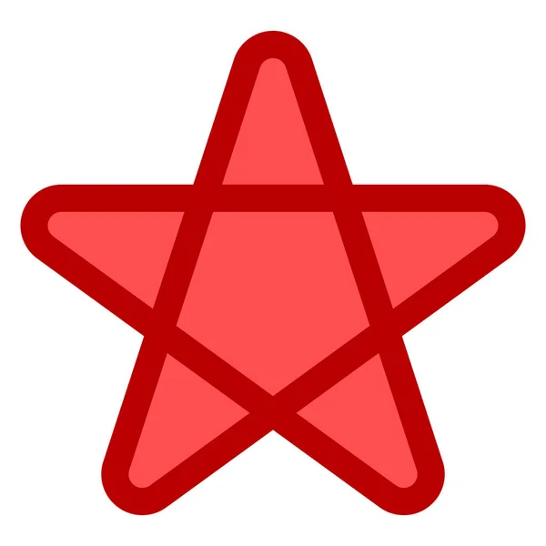 Icono de símbolo de estrella - rojo simple con contorno, 5 puntas redondeadas, i — Vector de stock