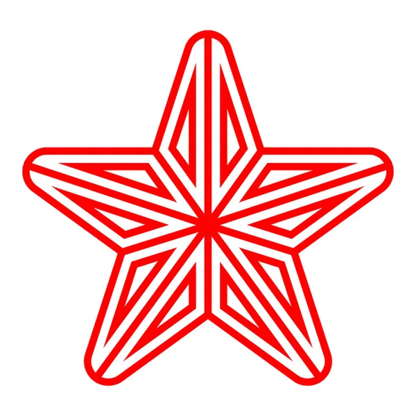 Icono de símbolo de estrella - contorno rojo simple, 5 puntas redondeadas, aislado — Vector de stock