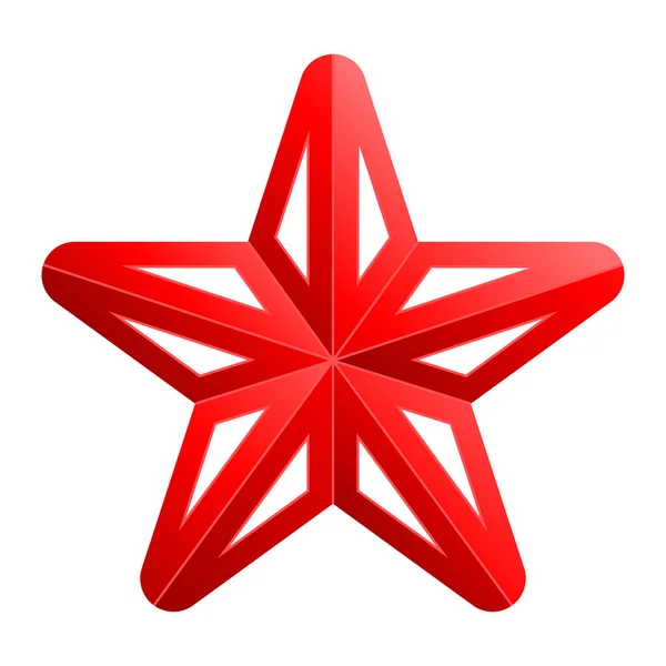 Зоряний символ значок - червоний градієнт 3d, 5 загострених округлих, ізольовані — стоковий вектор