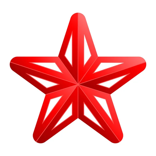 Icono de símbolo de estrella - gradiente rojo 3d, 5 puntas redondeadas, aisladas — Vector de stock