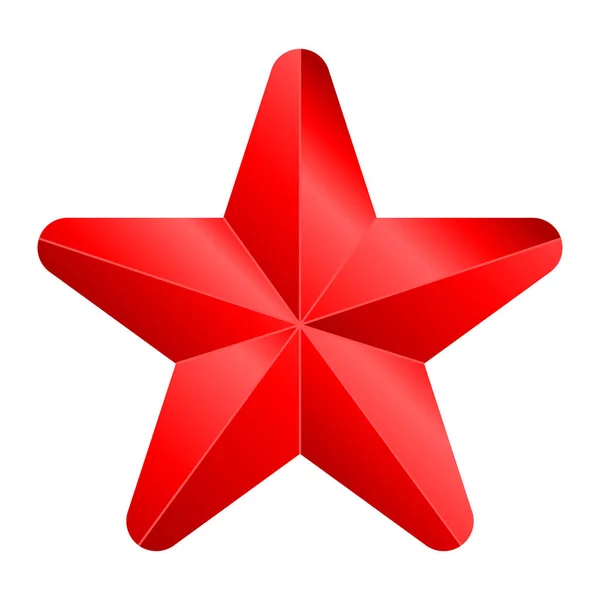 Sternsymbolsymbol - roter Farbverlauf 3d, 5 spitz abgerundet, isoliert — Stockvektor