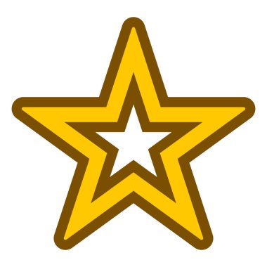 Sembol simge - konturlu, altın basit çukur işaret 5 yıldızlı 