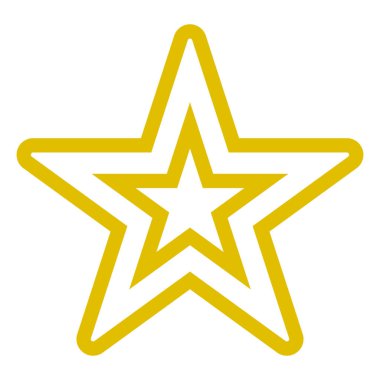 Yuvarlak 5 yıldız sembolü simgesi - altın basit içi boş anahat, işaret