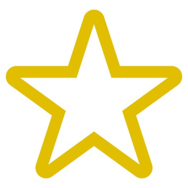 Yıldız sembolü simgesi - altın basit anahat 5 yuvarlak, işaret ISO