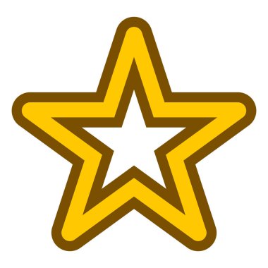 Sembol simge - konturlu, altın basit çukur işaret 5 yıldızlı 