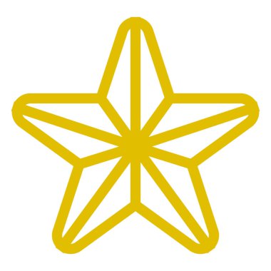 Yıldız sembolü simgesi - altın basit anahat 5 yuvarlak, işaret ISO