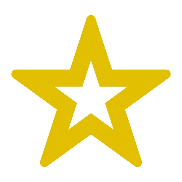 Stjärnan symbol ikonen - gyllene enkel ihålig, 5 pekade rundade, isol — Stock vektor