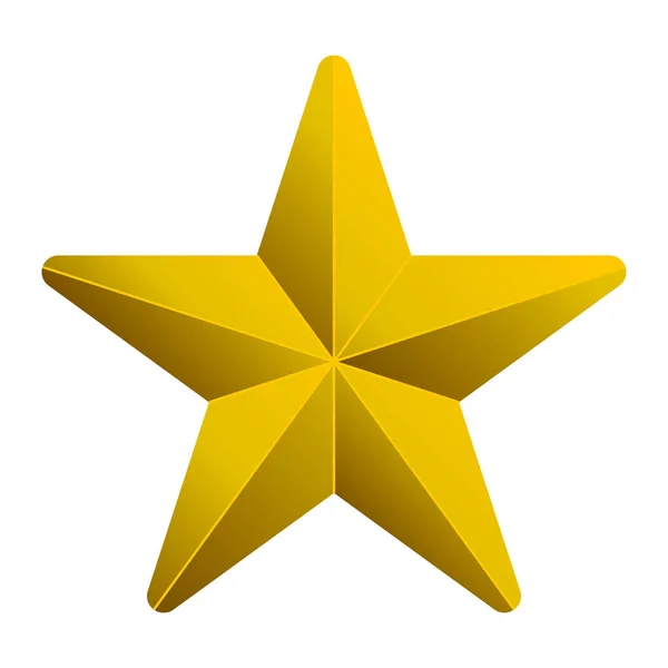 Icône symbole étoile - dégradé doré 3d, 5 pointu arrondi, isolat — Image vectorielle