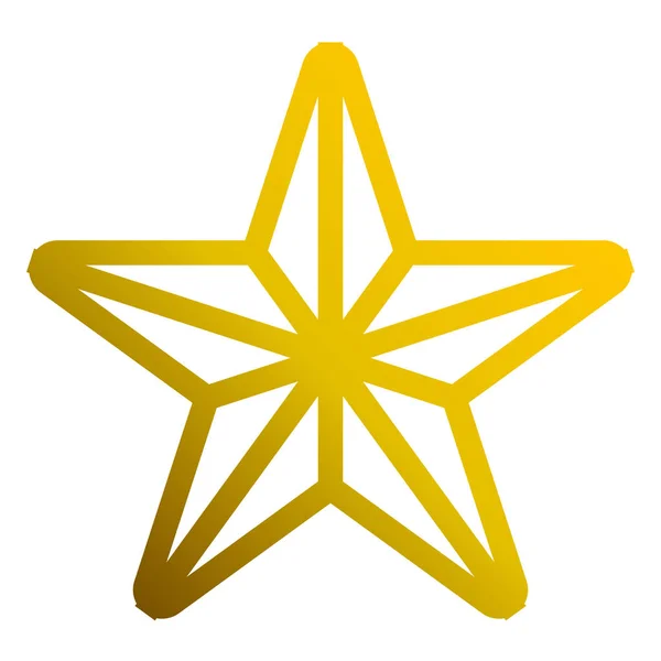 Ícone de símbolo de estrela - contorno gradiente dourado, 5 pontas arredondadas, i — Vetor de Stock