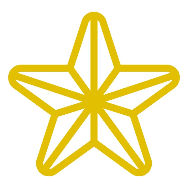 Ícone de símbolo de estrela - contorno simples dourado, 5 pontas arredondadas, iso — Vetor de Stock
