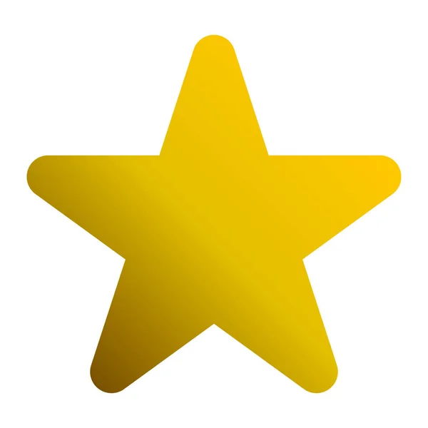 Hvězda symbol ikonu - zlatý, přechodů, 5 ukázal zaoblené, izolovaná — Stockový vektor