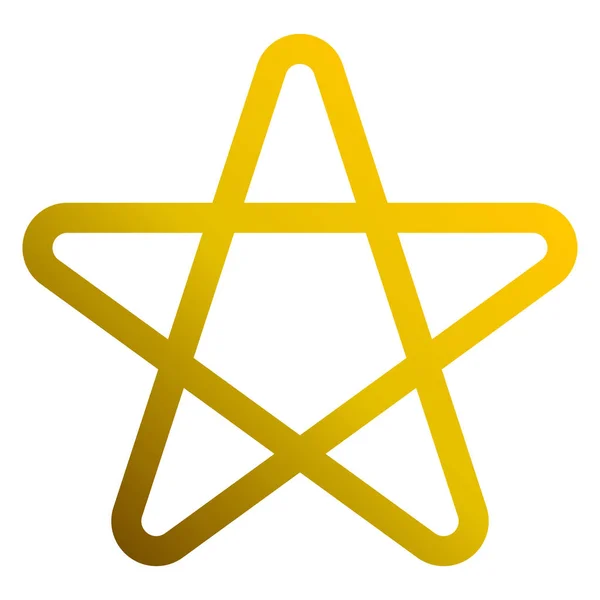 Sternsymbolsymbol - goldene Gradienten-Umrandung, 5 Punkte rund, i — Stockvektor