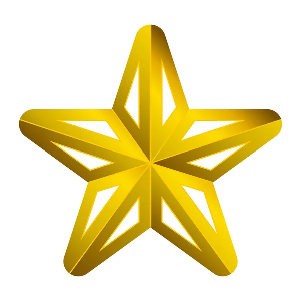 Sternsymbolsymbol - goldener Farbverlauf 3d, 5 spitz abgerundet, Isolat — Stockvektor