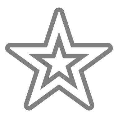 Sembol simge - gri basit içi boş anahat, 5 yuvarlak sivri uçlu yıldız