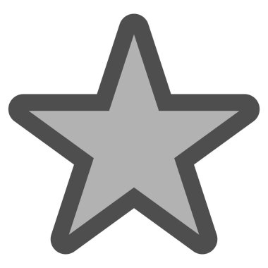 Sembol simge - konturlu, gri basit 5 yuvarlak sivri uçlu yıldız, 