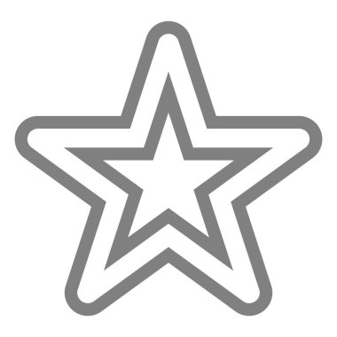 Sembol simge - gri basit içi boş anahat, 5 yuvarlak sivri uçlu yıldız