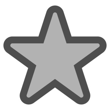 Sembol simge - konturlu, gri basit 5 yuvarlak sivri uçlu yıldız, 