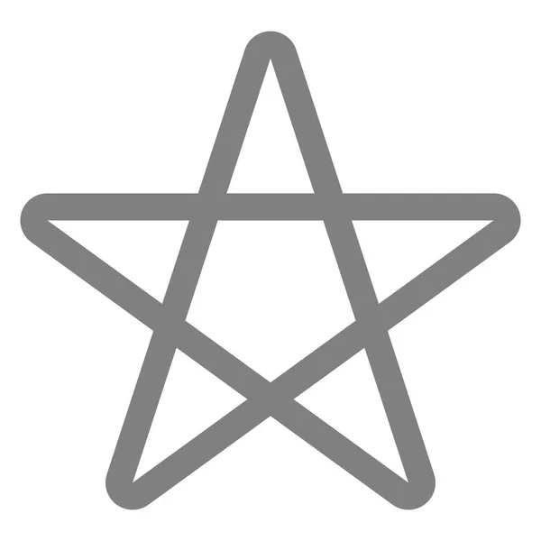 星形符号图标-灰色简单轮廓, 5 尖圆形, 等值线 — 图库矢量图片