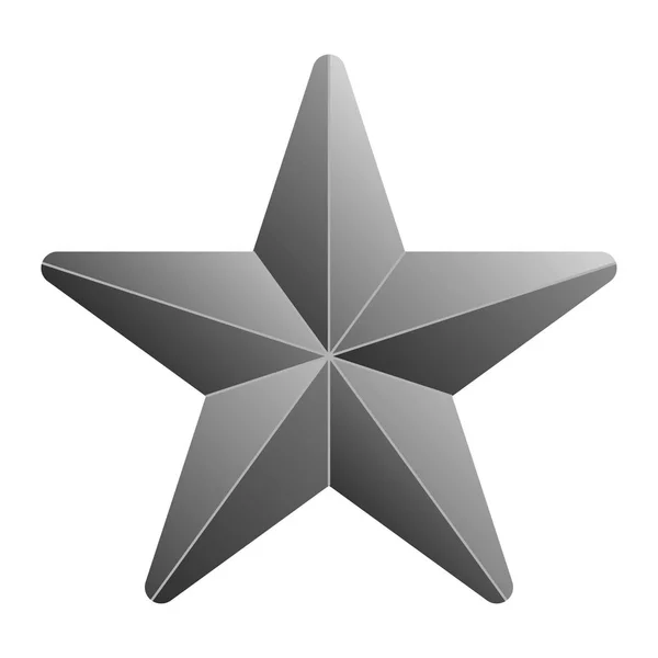 Icono de símbolo de estrella - gradiente gris 3d, 5 puntas redondeadas, aisladas — Vector de stock