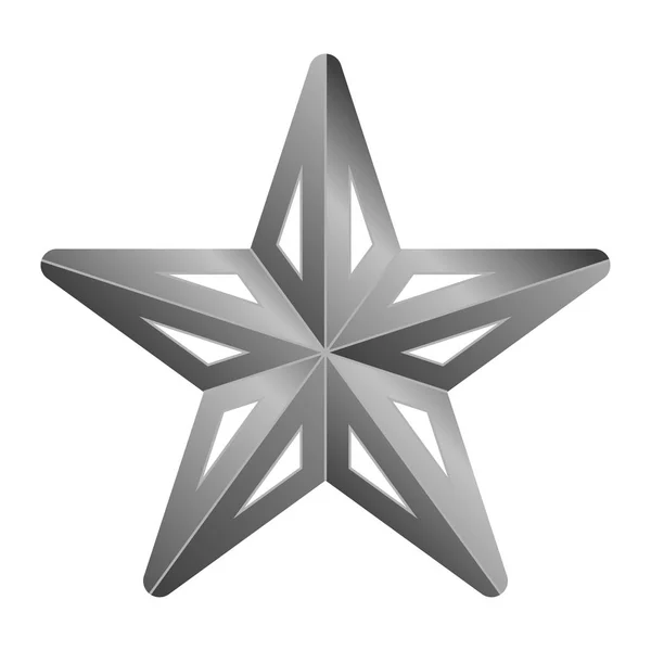 Icono de símbolo de estrella - gradiente gris 3d, 5 puntas redondeadas, aisladas — Vector de stock