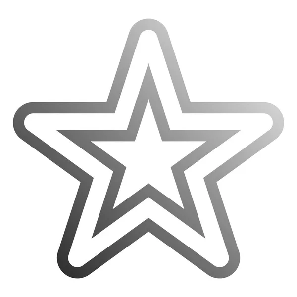 Ikon simbol bintang - garis besar gradien berongga abu-abu, 5 bulat runcing - Stok Vektor
