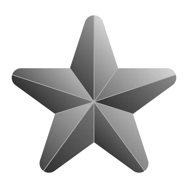 Csillagos szimbólum ikon - szürke színátmenet 3d, 5 rámutatott, lekerekített, elszigetelt — Stock Vector