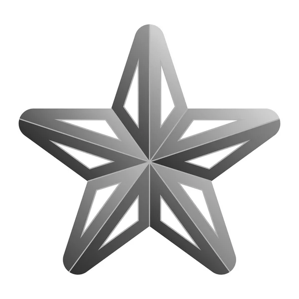 Csillagos szimbólum ikon - szürke színátmenet 3d, 5 rámutatott, lekerekített, elszigetelt — Stock Vector